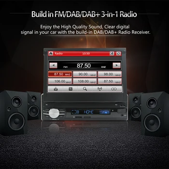 7 palcový 1Din Auto DAB Rádio Stereo Kapacitný Dotykový Displej Bluetooth MP5 DAB AM, FM RDS SWC USB phonelink s iphone android telefónu