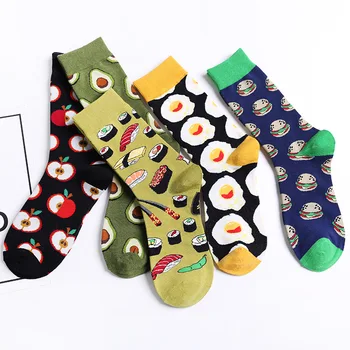 7 párov náhodné prekvapenie módne bavlna vytlačené ponožky bežné Harajuku ulici zábavné šťastný farebné vzor dlhé ponožky muž