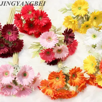 7 Vedúci PU Gerbera Kyticu Umelých Kvetov Daisy Chryzantéma Domova Svadobné Dekorácie Falošné Kvet Nevesta Drží Kvetiny