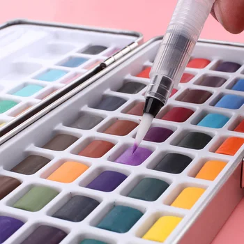 72 Farby Profesionálne Pevné Akvarelové Farby Nastavené Pomocou Vody Kefa Prenosný Box Pigment Pre Kreslenie DIY Papiernictvo Umenie Dodanie