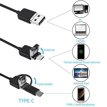720P Mini USB Kameru Priemyselný Endoskop Inšpekcie Fotoaparát Endoskopu Fotoaparát Vodotesný 6 Led pre Windows Macbook Telefón Android