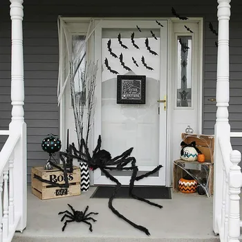 75 cm Spider Halloween Dekorácie Strašidelný Dom Prop Krytý Vonkajší Čierny Obor