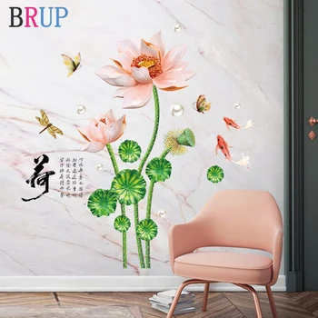 78*114 cm Lotosový Kvet Samolepky na Stenu Dragonfly Butterfly Home Decor Krásne Nástenné Odtlačkový Vinyl DIY nástenná maľba Miestnosti Dekorácie