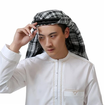 7Color Moslimských Mužov arabčina Arabských Islamský Hidžáb Oblečenie Eid Šifón Spleti Turban Dubaj Šatku Šatky pre Človeka 135*135 CM Modlitba Čiapky