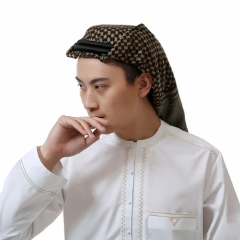 7Color Moslimských Mužov arabčina Arabských Islamský Hidžáb Oblečenie Eid Šifón Spleti Turban Dubaj Šatku Šatky pre Človeka 135*135 CM Modlitba Čiapky