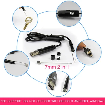 7mm Endoskopu Android USB Endoskop Kamera HD 1m/2m/5m/10m Had Kábel Borescopes Pre Android Telefónu k POČÍTAČU Pre autoservis Nástroje
