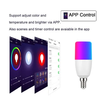 7W Smart Žiarovky Mobil Bezdrôtový WiFi Hlasové Ovládanie RGB LED Žiarovka Úspory Energie Stmievanie Multicolor Žiarovky E14