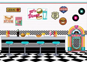 7x5FT Pub barovým pultom Stoličky Fast Food Reštaurácia Mazivo 50 Diner Vlastné Photo Studio Pozadie Pozadie Vinyl 220 cm x 150 cm