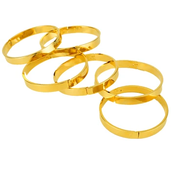 8 MM/62MM 6pcs Nové Otvorte Veľkosť Prívesky pre Ženy, Vysoko Leštené Jednoduché Zlatá Farba Bangles Svadobné Party Dubaj Zlaté Šperky Etiópskej