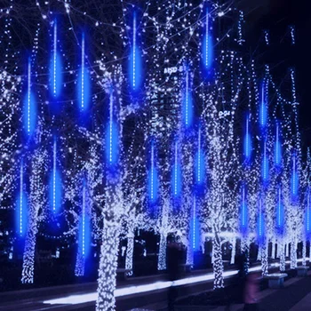 8 Trubice Dažďom VIEDLO Lano Svetlo Cencúľ Kaskády Svetla LED obojstranný Patch meteorický dážď na Čítanie Vnútorné Vonkajšie Vianočný Strom Decor