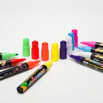8 Zvýrazňovač Farby Fluorescenčné Kvapaliny Kriedové Značky Neon Pero Pre LED Písanie Rada Tabuľu Skla, Maľovanie Graffiti