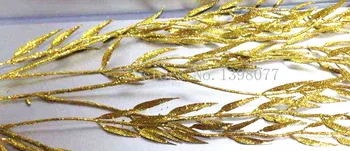 80 cm, zlaté, strieborné trblietky willow pobočky umelý kvet pozlátené trávy Vianočné kvet DIY kvet zdroj materiálu