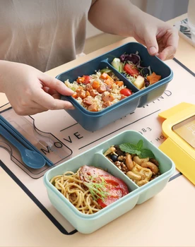 850ml/1100ml Prenosné Lunch Box Potravín Kontajner Mikrovlnná Rúra Obed Bento Boxy Sendvič S Príbory Sady
