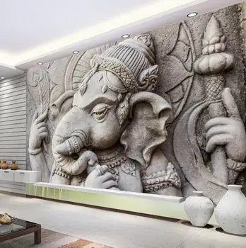 8d Indický boh slon Buddha Zen Veľké nástenné zdravie múzeum dekorácie paittings tapetu pozadia 3d reliéf pozadí na stenu