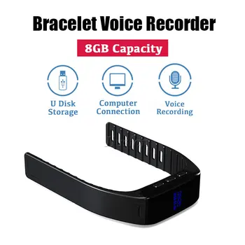 8GB Náramok Mini Hlasový Záznamník Gravador De Audio Najmenší Digitálny hlasový záznam Sledujte Aktivované Zariadenia na Nahrávanie MP3 Prehrávač Espia