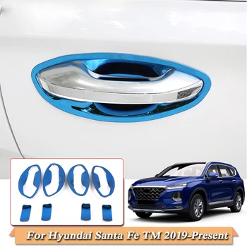 8pcs Auto Styling Pre Hyundai Santa Fe TM 2019-Súčasnosť Auto ABS Dverí Rukoväť Miska Kryt Sequin Výbava Chránič Externé Príslušenstvo