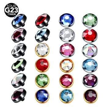 8pcs/veľa G23 Titán Piercing Micro Kožné Gem Micro Kožné Kotvy Crystal Top Kožné Piercings Povrchu Piercing Body Šperky