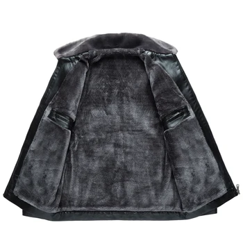8XL 7XLhigh-end nové zimné pánske plus velvet hrubé kožené sako, veľkosť, trend business slim krátke bežné PU kožené sako
