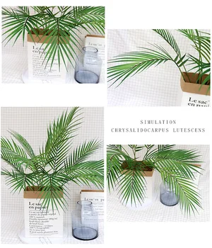 9 Vidličky Umelé Palmy, Tropických Rastlín, Listy Falošné Palm Plastové Lístie Svadobné Leafs Na Jeseň Jungle Domáce Dekorácie