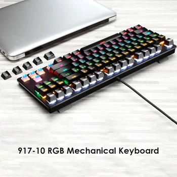 917-10 USB Káblové Modrá Prepínač Mechanical Gaming Keyboard pre systém Windows XP/7/8/10 Profesionálna Ultra-slim Mechanické Klávesnice