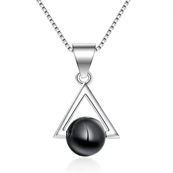 925 sterling silver black fashion klenot kameň trojuholník dámy'pendant náhrdelník šperky, krátke okno reťaze č fade Anti alergie