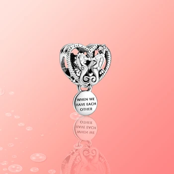 925 Sterling Silver Charms Srdce Seahorse tichom série Fit Originálne Náramky Šperky, Prívesok, Takže DIY Šperky