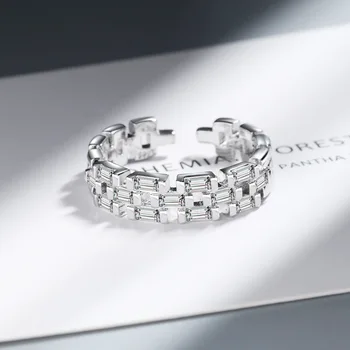925 Sterling Silver Crystal Prstene Pre Ženy Nastaviteľné Prst Prsteň Osobnosti Anillos Darček k Narodeninám jz309
