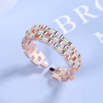 925 Sterling Silver Crystal Prstene Pre Ženy Nastaviteľné Prst Prsteň Osobnosti Anillos Darček k Narodeninám jz309