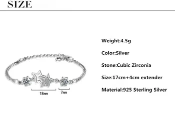 925 Sterling Silver Elegantný Malý Lesklý Star Cubic Zirconia Dámske Náramky Šperky Ženy Krátke Choker Charms Nikdy Nevyblednú