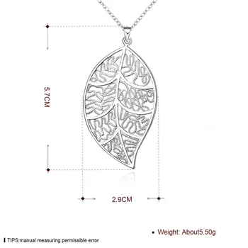 925 Sterling Silver Farba Náhrdelník Tvorivé Leaf Prívesok pre Ženy Trendy Jemné Šperky 925 náhrdelníky pierscionki drahokam