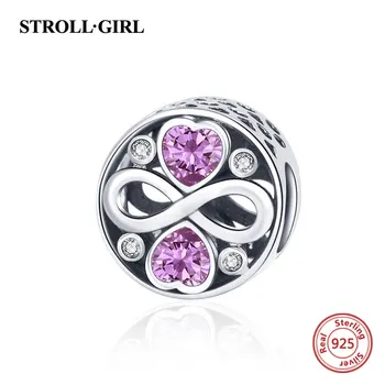 925 Sterling Silver Infinity Symbol Korálky Nekonečnej Lásky Zirkón Charms Fit Európskej Náramok pre Ženy, Vianočné Jemné Šperky