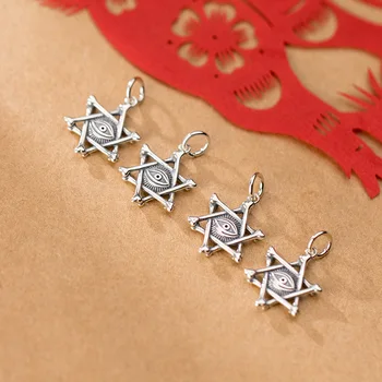 925 Sterling Silver Módne Diabol Oko Hexagram Charms Dekorácie Duté Z Strieborné Prívesky DIY Jemné Šperky, Ozdoby Pre Ženy