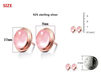925 sterling silver módne kolo prírodný ružový opál klenot kameň dámy stud náušnice šperky Anti alergie drop shipping