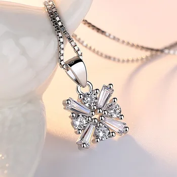 925 sterling silver módne lesklé crystal love kocka dámy'pendant náhrdelníky ženy krátke poľa reťazca šperky veľkoobchod