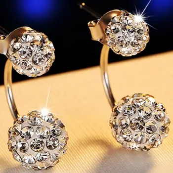 925 sterling silver nové Šperky Ženy 's Luxusné Drahokamu Crystal Ball Stud Náušnice, Módne Temperament Stud Náušnice
