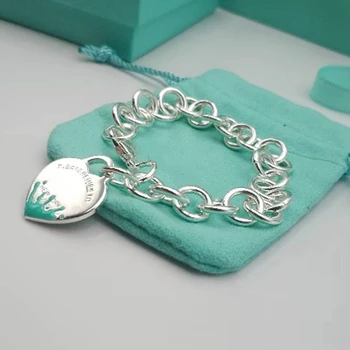 925 sterling silver náramok, klasické epoxidové splash srdce v tvare kruhu náramok, ženy šperky dovolenku dar, logo 1:1