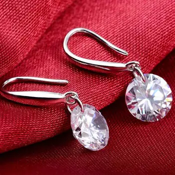 925 Sterling Silver náušnice brincos visieť drop dlho earings pre ženy crystal bijoux brincos módne trendy darček šperky E407
