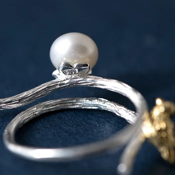 925 sterling silver originálny dizajn pobočky vtákov pearl openwork krúžky jednoduché osobnosti dizajn prstene pre ženy jar šperky