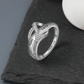 925 Sterling Silver Osobné Meno Krúžky S AAA CZ Kamene Sľub Prstene pre Ženy Pár Zásnubný Prsteň Pásma