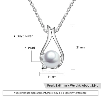 925 Sterling Silver Pearl Prívesok Náhrdelník Reťazca Náhrdelník Svadobné Jemné Šperky, Doplnky, Darčeky pre Ženy (Lam Hub Fong)