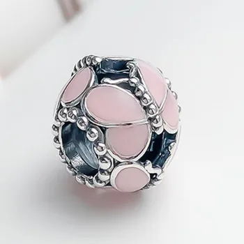 925 Sterling Silver Perličiek Nové Ružové Motýľ Korálky Fit Ženy Pandora Náramok & Náhrdelník Diy Šperky