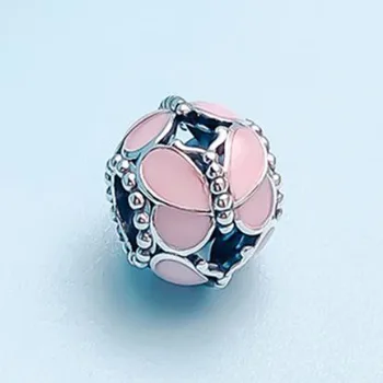 925 Sterling Silver Perličiek Nové Ružové Motýľ Korálky Fit Ženy Pandora Náramok & Náhrdelník Diy Šperky