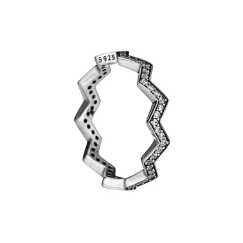 925 Sterling Silver Ring Jasné, CZ Trblietavé Cik-cak Snubné Prstene pre Ženy, Mužov bague femme Striebro 925 Šperky