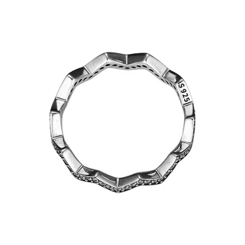 925 Sterling Silver Ring Jasné, CZ Trblietavé Cik-cak Snubné Prstene pre Ženy, Mužov bague femme Striebro 925 Šperky