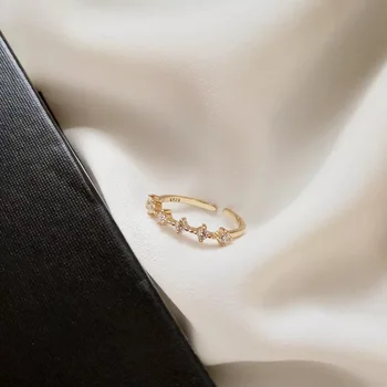 925 sterling silver ring módne zirkón gold jemné krúžok otvorenie nastaviteľné Celi štýl trend divokej ženy, dievčatá, strieborná ruka šperky