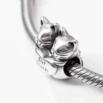 925 Sterling Silver Zvierat Korálky Mačky Najlepší Priateľ Charms Fit Európskej Náramok pre Ženy Priateľka Jemné Šperky Darček