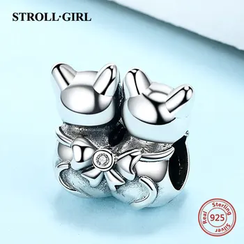 925 Sterling Silver Zvierat Korálky Mačky Najlepší Priateľ Charms Fit Európskej Náramok pre Ženy Priateľka Jemné Šperky Darček