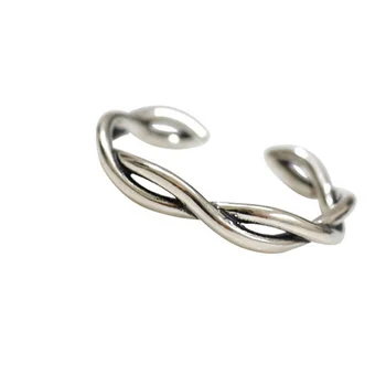 925 Sterling Silver Zásnubný Prsteň Retro Dva Stočené Pramene Otvoriť Prstene pre Ženy Šperky