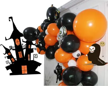 93pcs Halloween Balón Arch Garland Kit Black Orange Balóny Spider Balón na Tému Halloween Party Pozadí Dekorácie