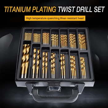 99pcs HSS Titán Potiahnutý Twist Drill Bit Nastavený na 1,5-10 mm Twist Vrtáky Vrtáky Na Vŕtanie Dreva Nástroj